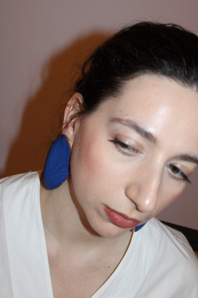 Large Mademoiselle Pogany Earrings in Blue