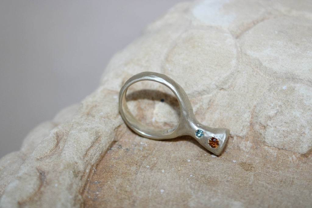 Minima Silver Ring with Topaz and Essonite