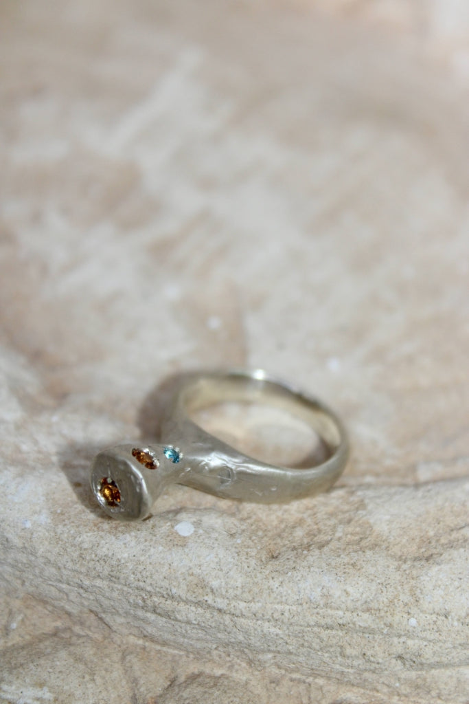 Minima Silver Ring with Topaz and Essonite