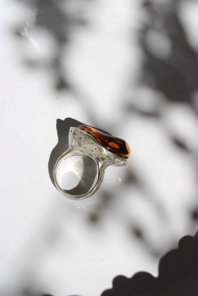 Terra Ring with Amber - UNIQUE PIECE