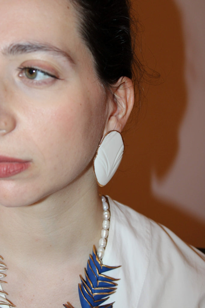 Small Mademoiselle Pogany Earrings in White