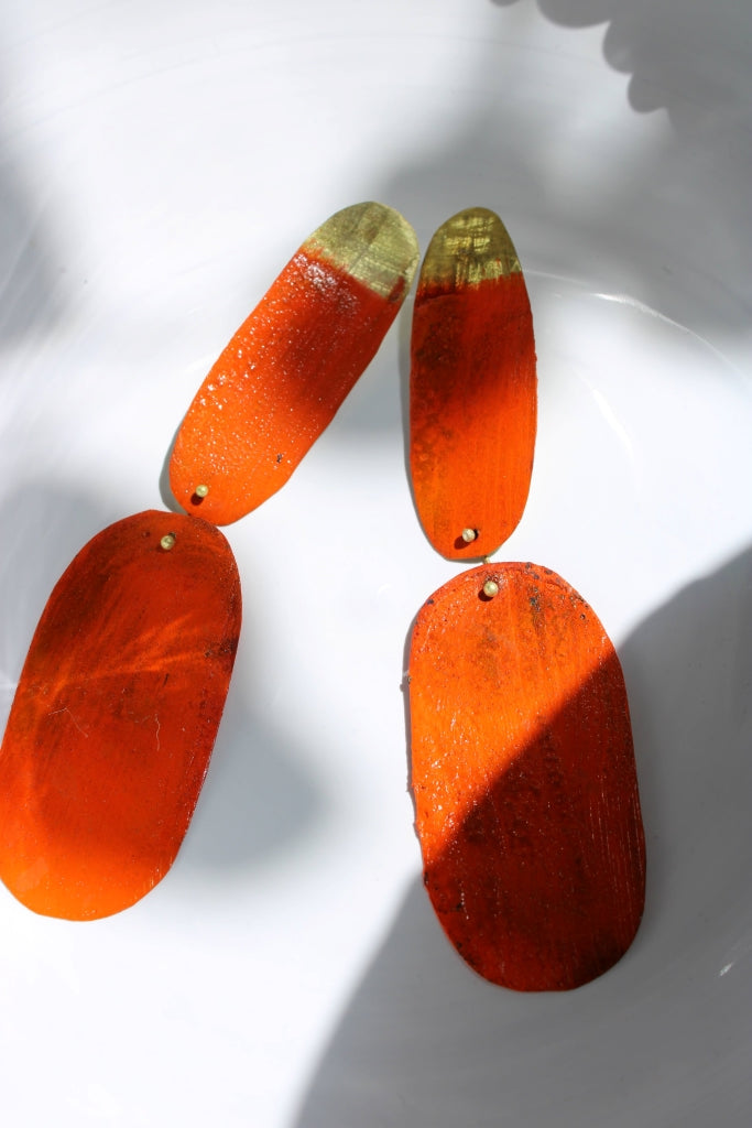 Tragedy Ecstasy Doom in Bright Orange |Earrings|