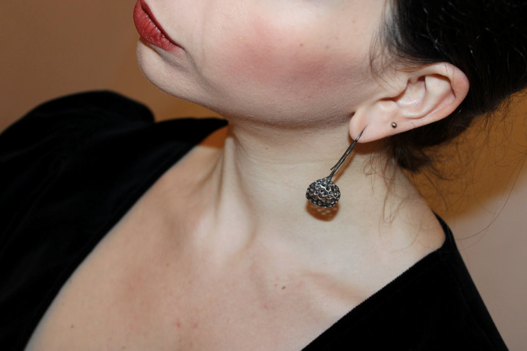Aria Asymmetrical in Black |Earrings|