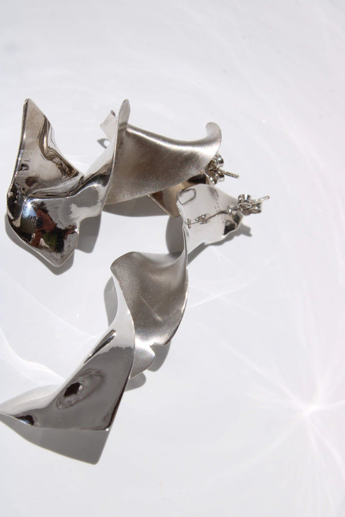 Flamenco Flower Earrings in Silver - Unique Piece