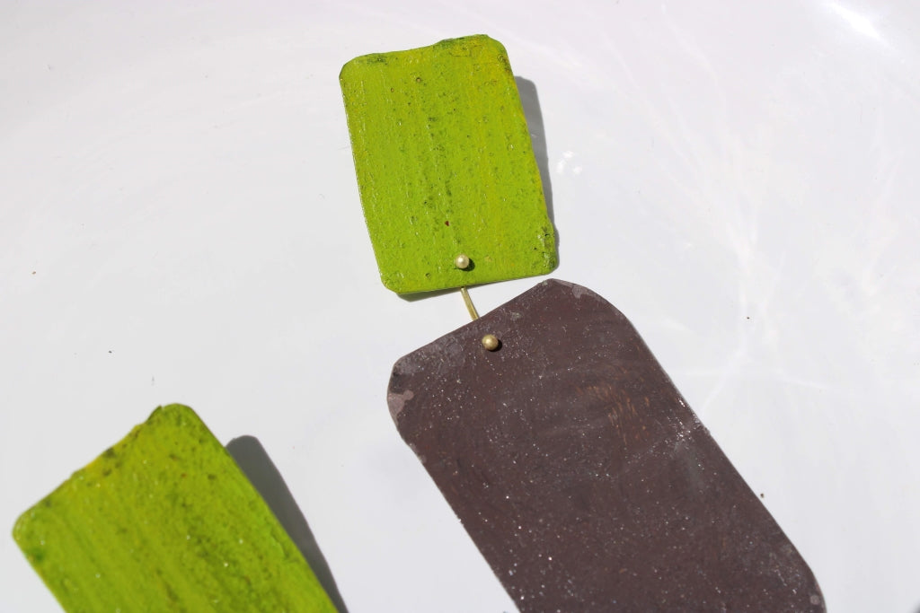 Tragedy Ecstasy Doom in Grass Green and Elephant |Earrings|