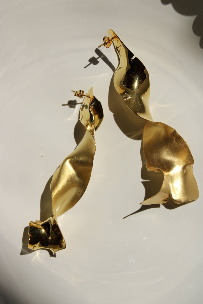 Flamenco Flower Earrings in Gold - ONE OF A KIND